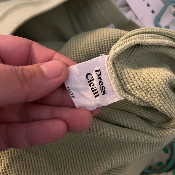 MATE The Label Pants Green Waffle Wide-Leg Crop Pant Organic Cotton 1X - Picture 9 of 10